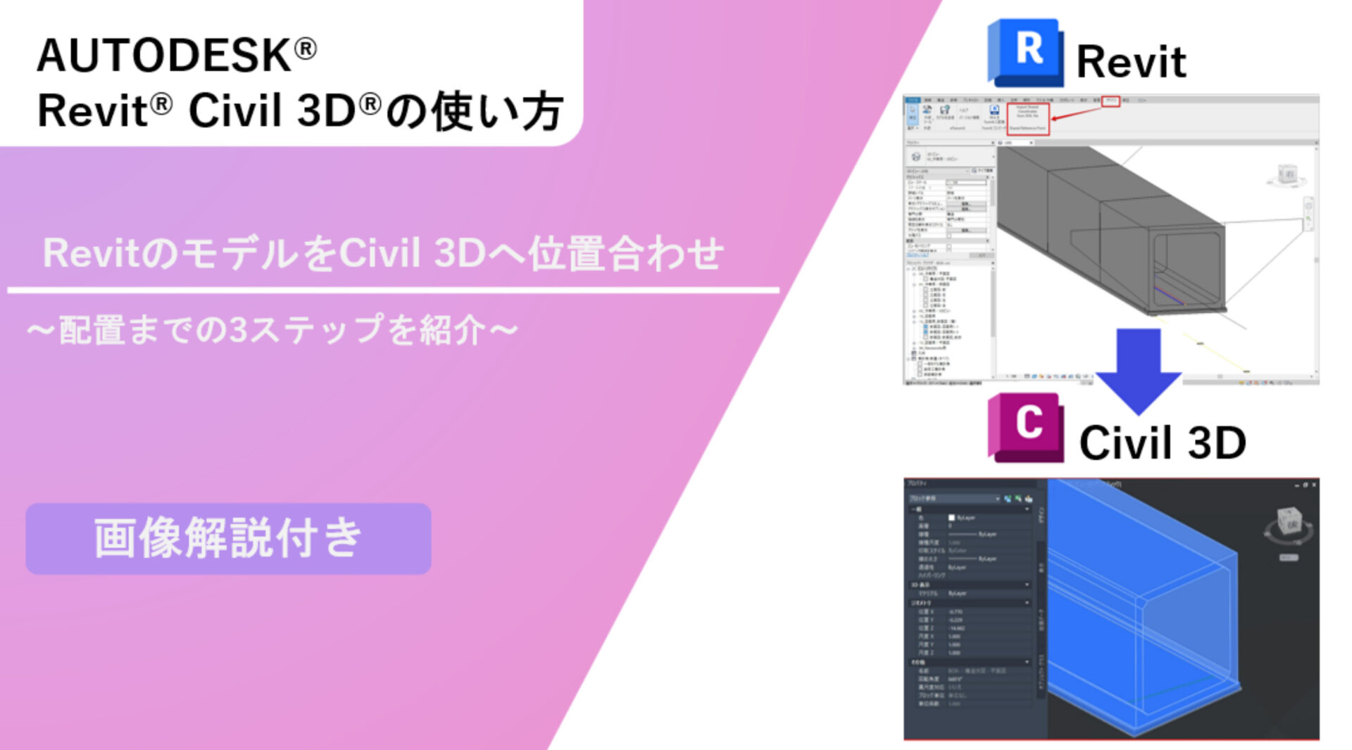 RevitのモデルをCivil 3Dへ位置合わせ～配置までの3ステップを紹介